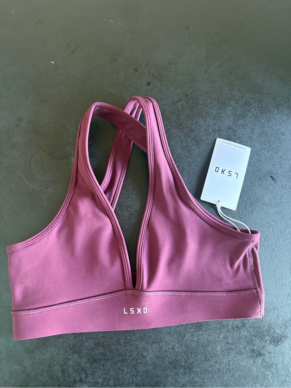 LSKD Stamina Sports Bra – Medium in Cherry Laquer NWT